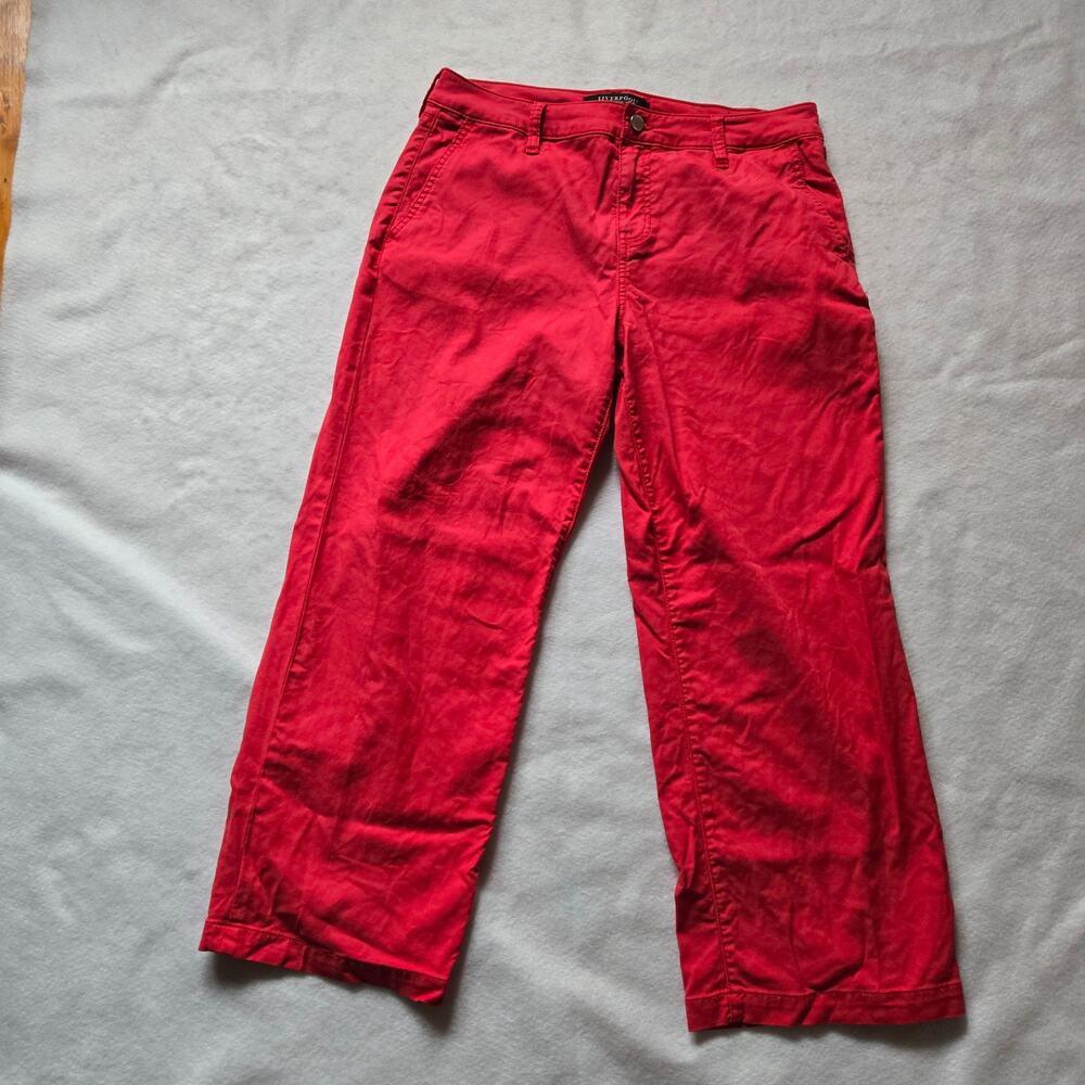 Liverpool Women's Stride High-Rise Crop Wide Leg Geranium Pink Pants, Size 4/27
